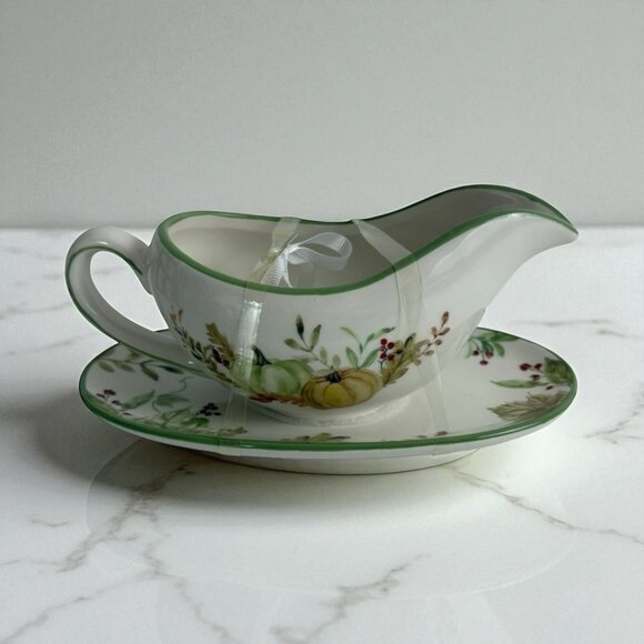 Potters Studio Gravy Boat & Underplate Ceramic Fall Thanksgiving Serveware New - Picture 1 of 7